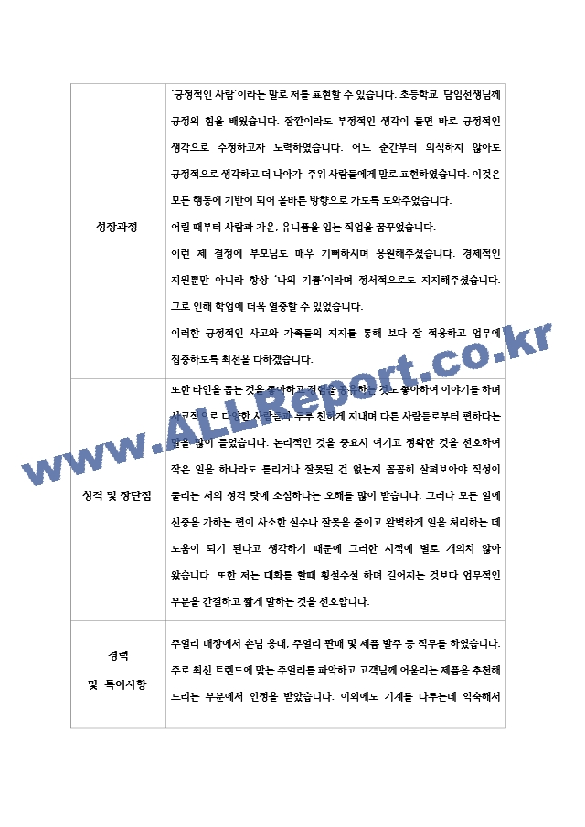 [자기소개서] ROTC 부사관 합격 입사지원서   (1 페이지)